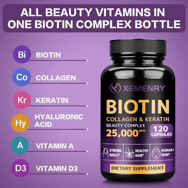 Biotin – Nagel-, Haar- und Hautgesundheitsunterstützung, Verbesserung der Hautstruktur, Anti-Aging-Ergänzungsmittel Image