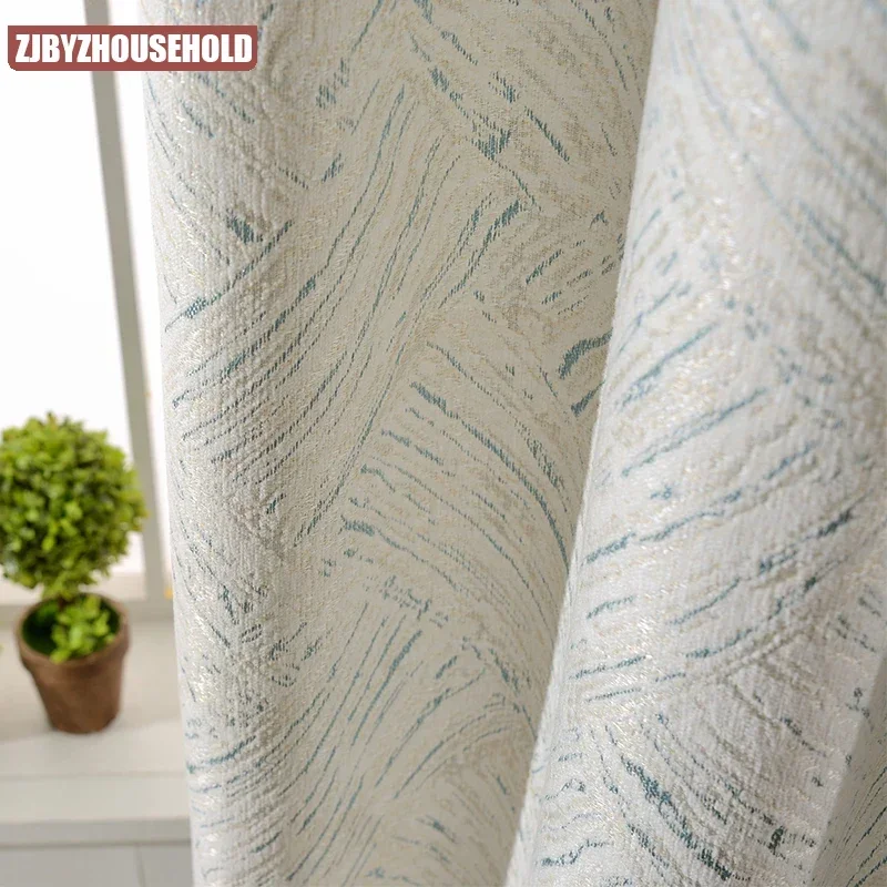Benutzerdefinierte nordische minimalistische moderne Chenille-Vorhänge für Schlafzimmer, Wohnzimmer, dicker Schatten, weißes Tuch, Verdunkelung, luxuriös, individuell Image