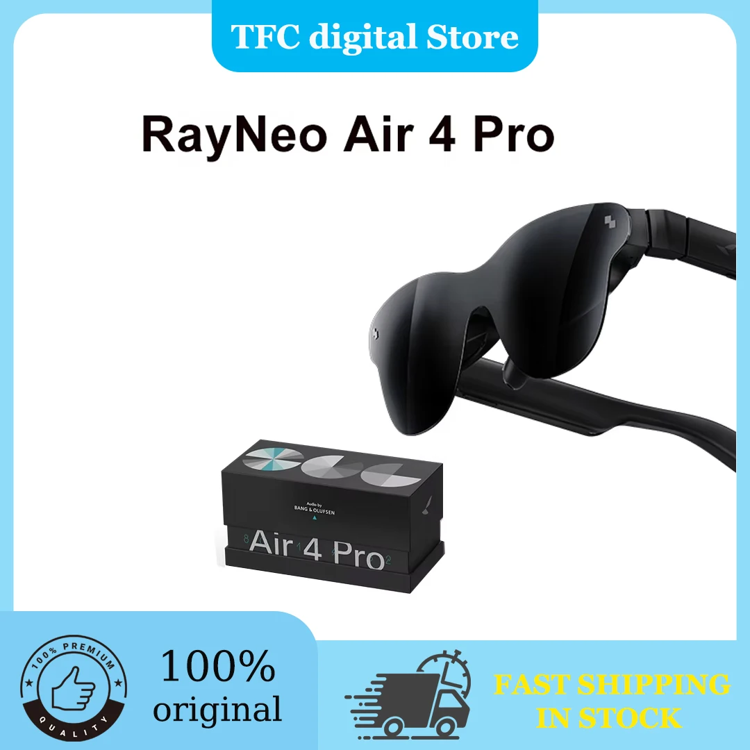 Rayneo Air 4 Pro AR-Brille 4K Video, HDR10, 135 Zoll Virtueller Bildschirm, Kopfmontierte XR-Unterstützung, Bluetooth, DP-Kompatibel Image