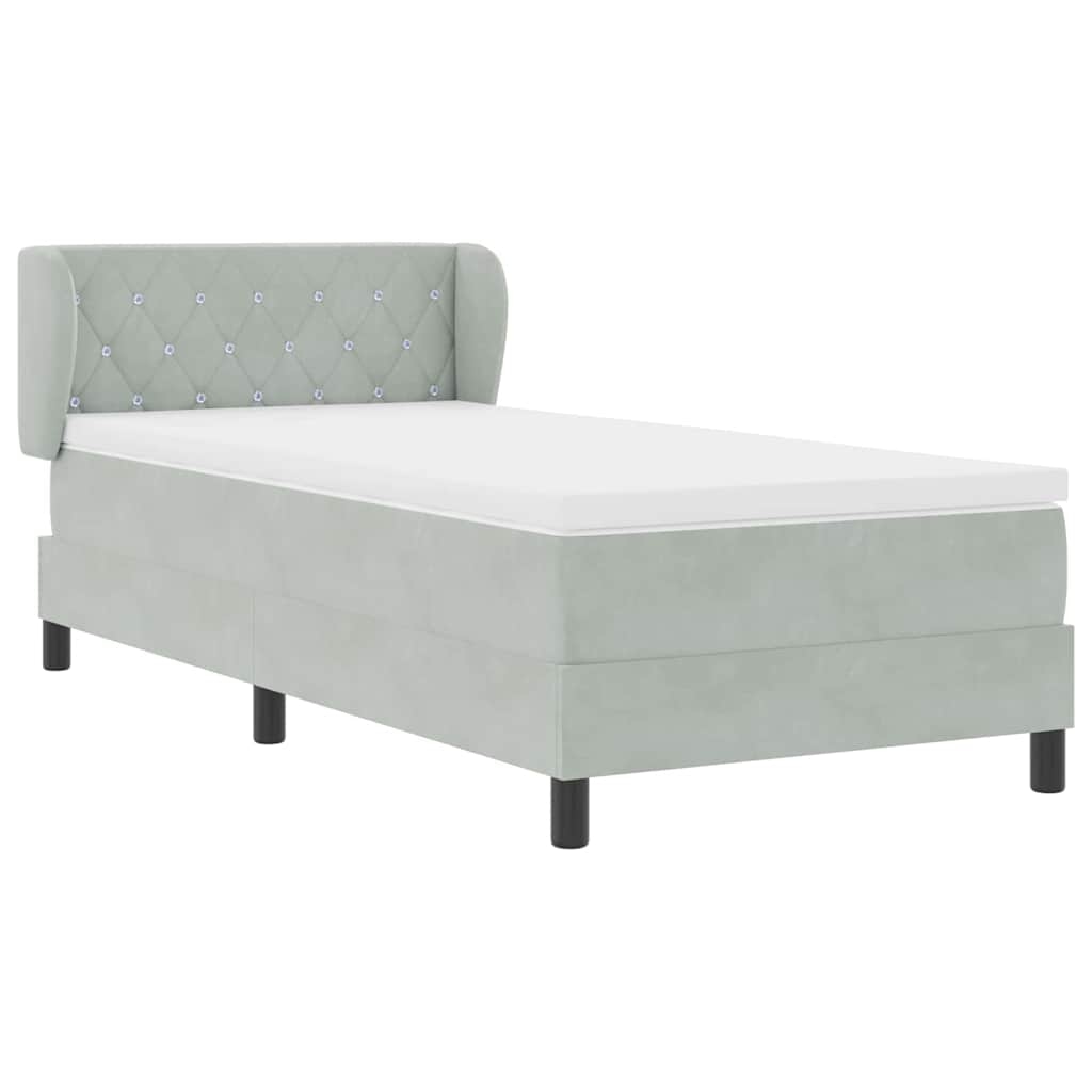 vidaXL Boxspringbett mit Kopfteil Hellgrau 90 x 190 cm Samt Image
