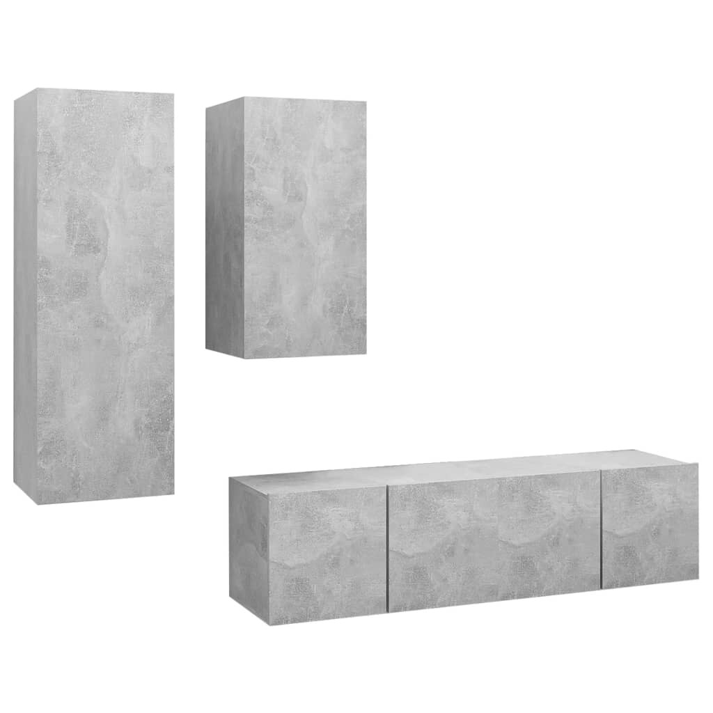 vidaXL 4-tlg. TV-Schrank-Set Betongrau Holzwerkstoff Image