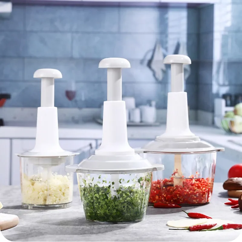 Manuelle Gemüse Fleischwolf Drücken Sie Typ Haushalt Knoblauch Fleisch Cutter Mühlen Schneebesen Rühren Küche Lebensmittel Chopper Mini Küchenmaschine Image