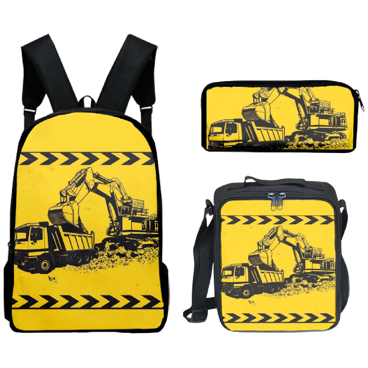 Modèle de tracteur à la mode impression 3D 3 pièces/ensemble sacs d'école pour étudiants sac à dos pour ordinateur portable sac à déjeuner trousse à crayons ensemble de sac d'école pour adolescents