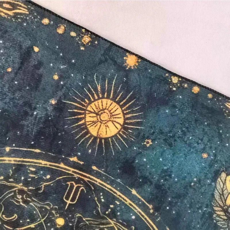 VIKAMA Tarot-Tischdecke, wasserdicht, Sonne-Mond-Wahrsagungs-Altartuch, Blume des Lebens, Nachthimmel-Muster, geeignet für Wahrsagerei Image
