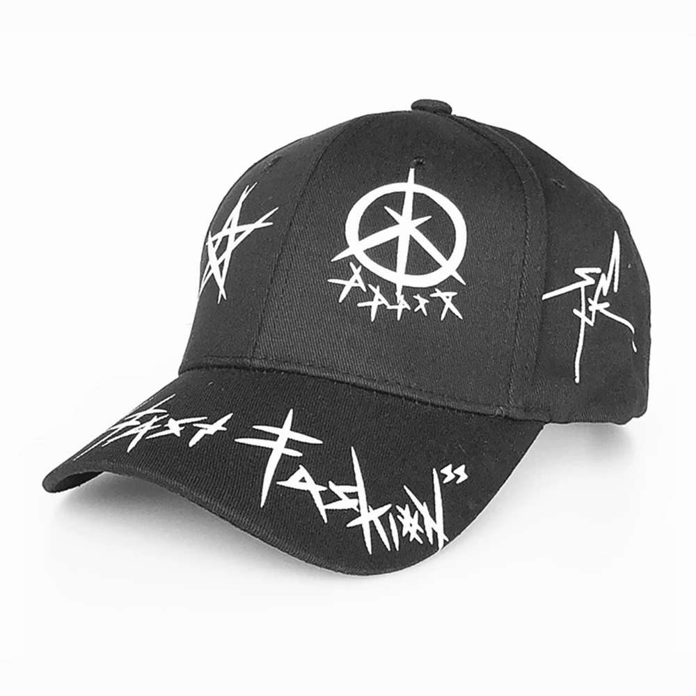 Unisex Hip-Hop Snapback Kappe mit Individuellem Graffiti-Design, Schwarz-Weiß Patchwork, Lässige Atmungsaktive Verstellbare Baseballmütze