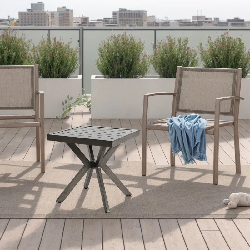 Outdoor Aluminium Beistelltisch Quadratischer Terrassentisch Rostfrei Wetterfest Kaffeetisch Kleiner Metallgartentisch für Adirondack-Stühle Deck Pool Balkon