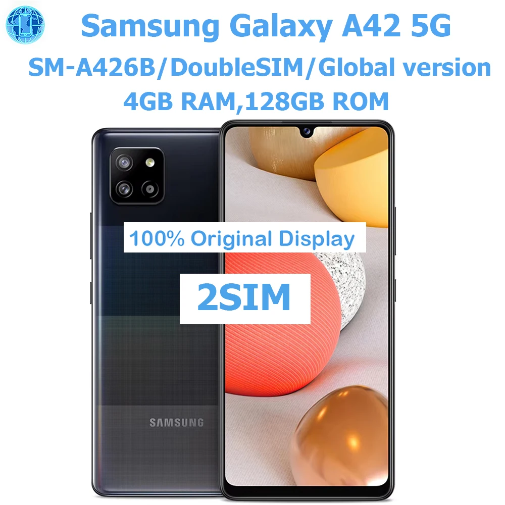 Samsung Galaxy A42 5G Smartphone Android 6.6 pouces AMOLED 4GB 128GB Version américaine Samsung Smartphone 5000mAh 48MPO déverrouillage original