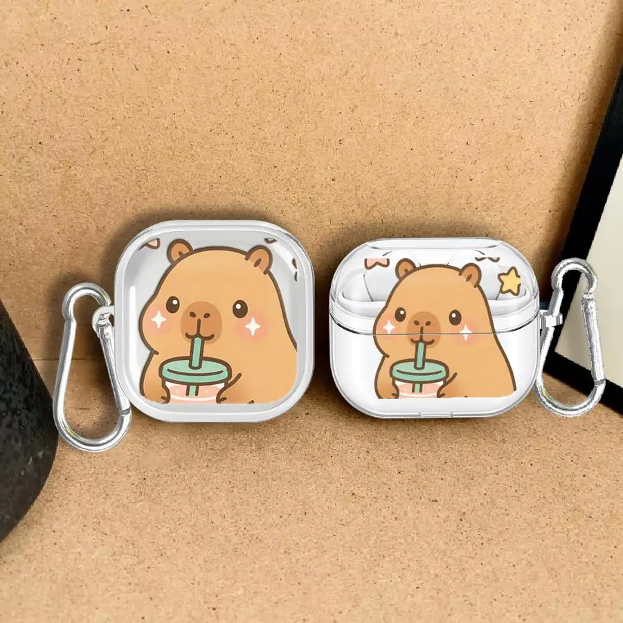 Transparente Kopfhörer-Schutzhüllen für Samsung Galaxy Buds Live 2 4 Pro 3 FE 3Pro 4Pro mit Stern-Akzenten Capybara Image