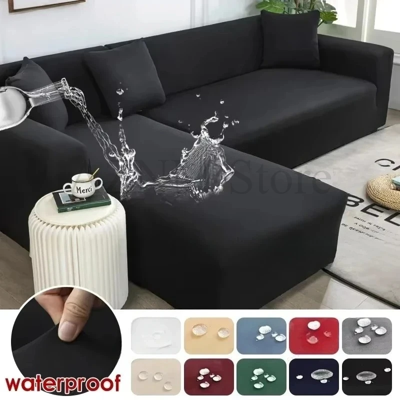 1/2/3/4 Wasserdichte Sofabezüge, Wasserdichter Ecksofa-Überzug, Elastischer Dünner Stoff-Sofabezug für Wohnzimmer und Haustiere, L-förmiges Sofa Image