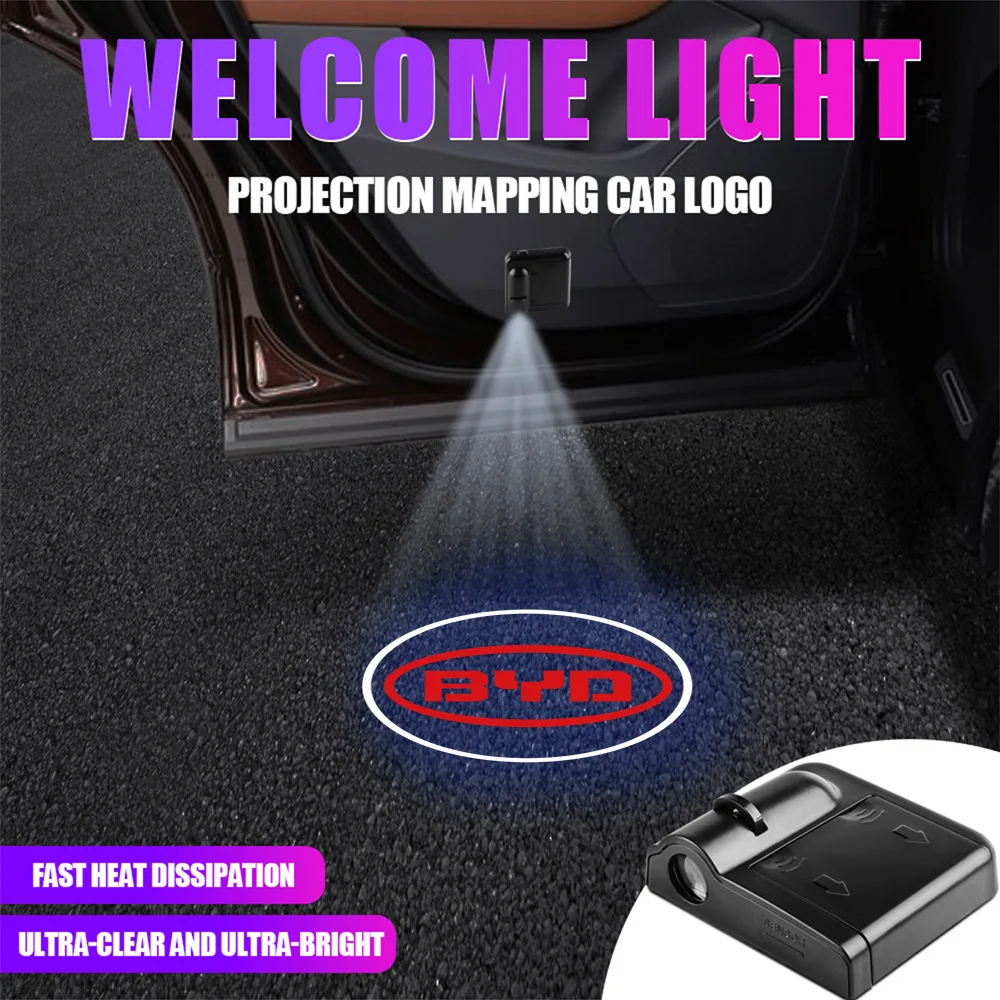 2PCS HD Auto Tür Drahtlose Laser Projektor Licht Für BYD Atto Yuan Plus Shark Dolphin Surf Dichtung Song plus Sealion F0 G3 I3 M6 G5 Image