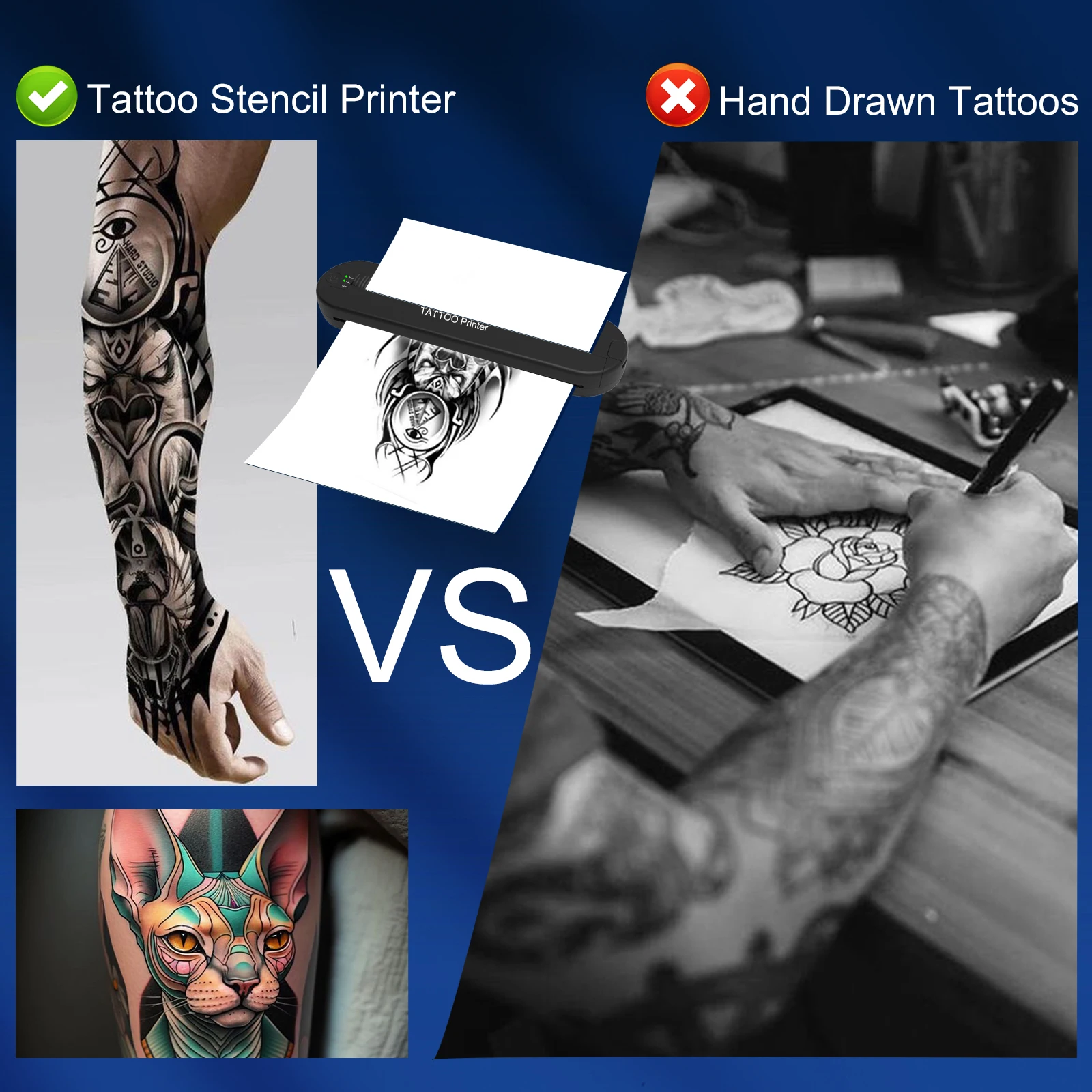 ATS886 Kabelloser Tattoo-Drucker Bluetooth Thermischer Schablonen-Transferdrucker Tragbarer A4-Kopierer für Tätowierer Image