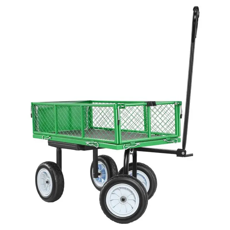 Chariot de jardin avec siège, capacité de 500 lb, siège de travail de jardin roulant en acier avec roues, tabouret de jardinage robuste, avec plateau à outils et poignée réglable, chariot de jardin