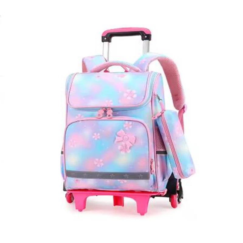 Sac à dos d'école avec roulettes sacs de chariot d'école enfants sac à dos d'école à roulettes pour filles étudiant sacs de sac à dos d'école roulant