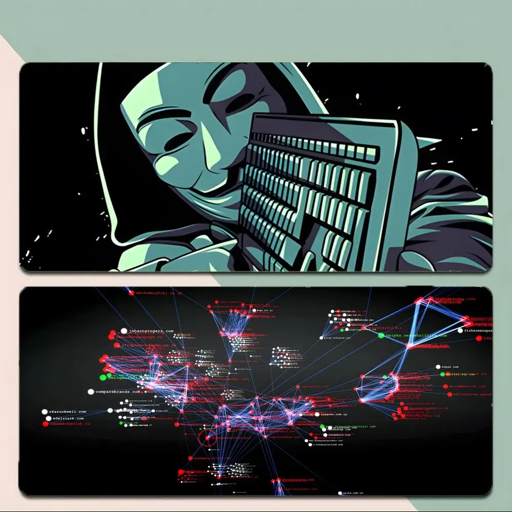 Techy Hacker Computer Code Arts Mauspad, dickes Gaming-Mauspad mit genähtem Rand, große rutschfeste Schreibtischunterlage Image