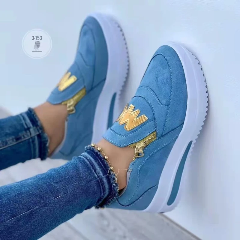 Große Größen Athletische Sneaker für Damen Neue Casual Sportschuhe Damen-Schuhe mit Frontreißverschluss Rutschfeste Bequeme Damen-Slipper