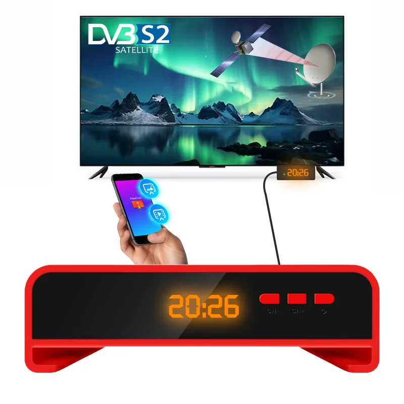 USB PVR FTA Digital Koqit V5H Mini Satelliten-TV-Receiver Smart Meecast DVB-S2 H.265 Hevc Satelliten-Receiver Full HD 1080P Image