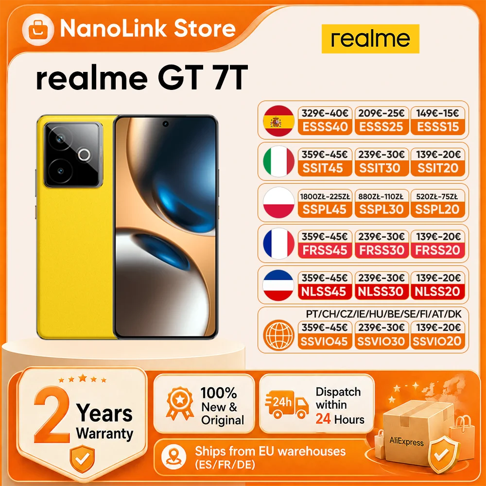 realme GT 7T Smartphone 5G MediaTek 8400-MAX 7000mAh Titan-Akku 120W Ultra-Ladung 6,8'' 120Hz Display EU-Version NFC Image