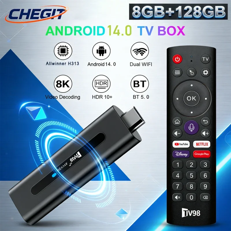 2026 NEUE Android 14 Smart TV Box mit Wifi6-Unterstützung, 8K-Video, Google Sprachassistent, 8GB+128GB für Netflix YouTube Media Player Image