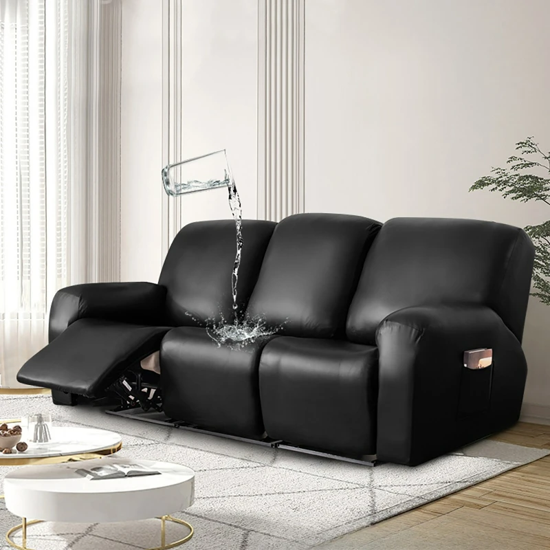 1/2/3 Sitz Wasserdicht Liege Sofa Abdeckung PU Leder Sessel Abdeckung Einfarbig Elastische Entspannen Einzigen Sofa schonbezüge Home Hotel