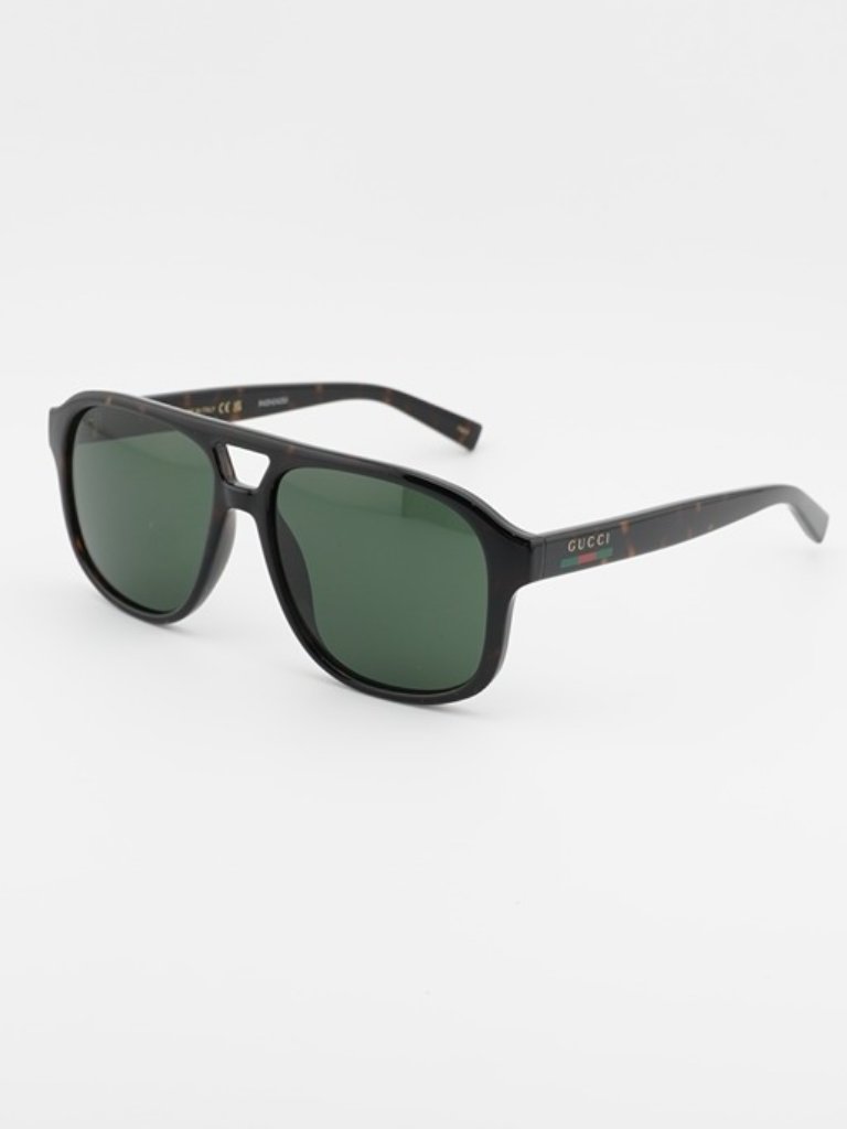 Gucci Accessories | Gucci Gg1856s 002 Sunglasses Dark Havana Aviator Frame, Green Lenses | Color: Brown/Green | Size: 57 - 15 - 145