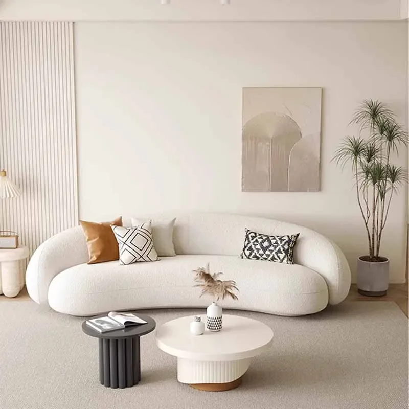 Große ausgefallene Wohnzimmersofas, weich, neu eingetroffen, weißer Samt, luxuriöses, faules Sofa, moderner Boden, nordische Divani Da Soggiorno-Möbel Image