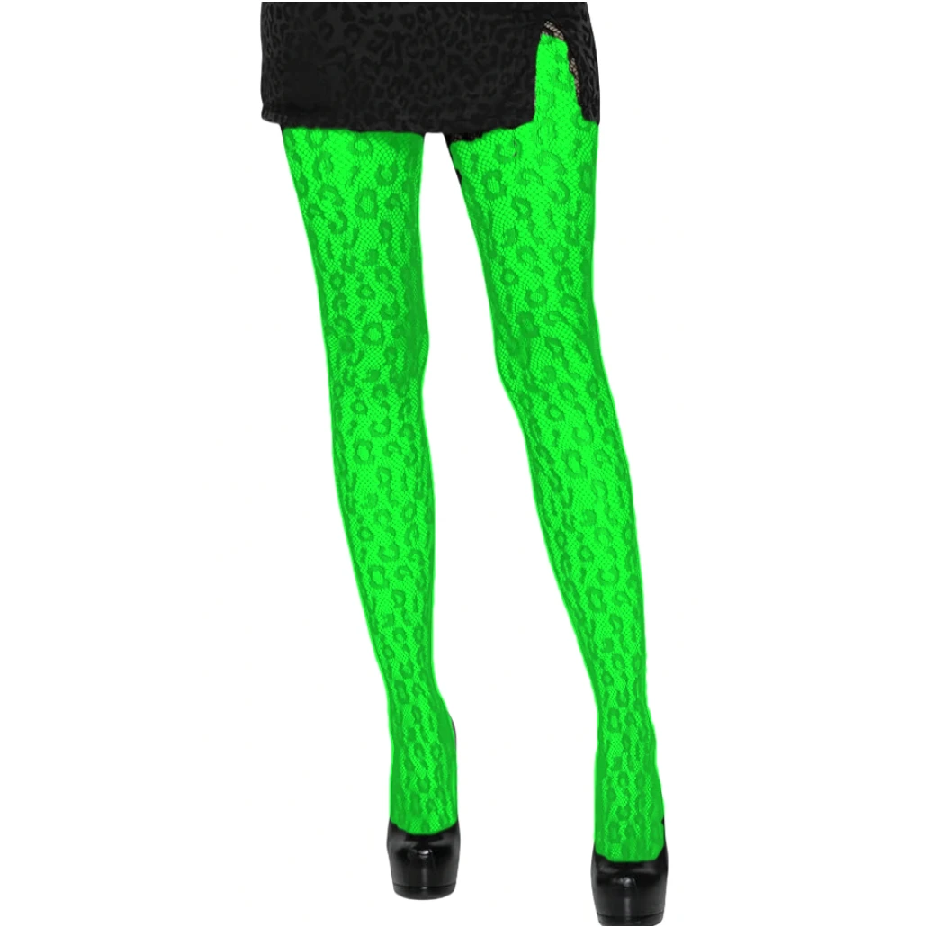 Neue Farbe Fishnet Strumpfhosen Frauen Leopard Dessous Mesh Bodystockings Hohe Taille Legging Hot Rosa Grün Rot Sexy Strumpfhosen