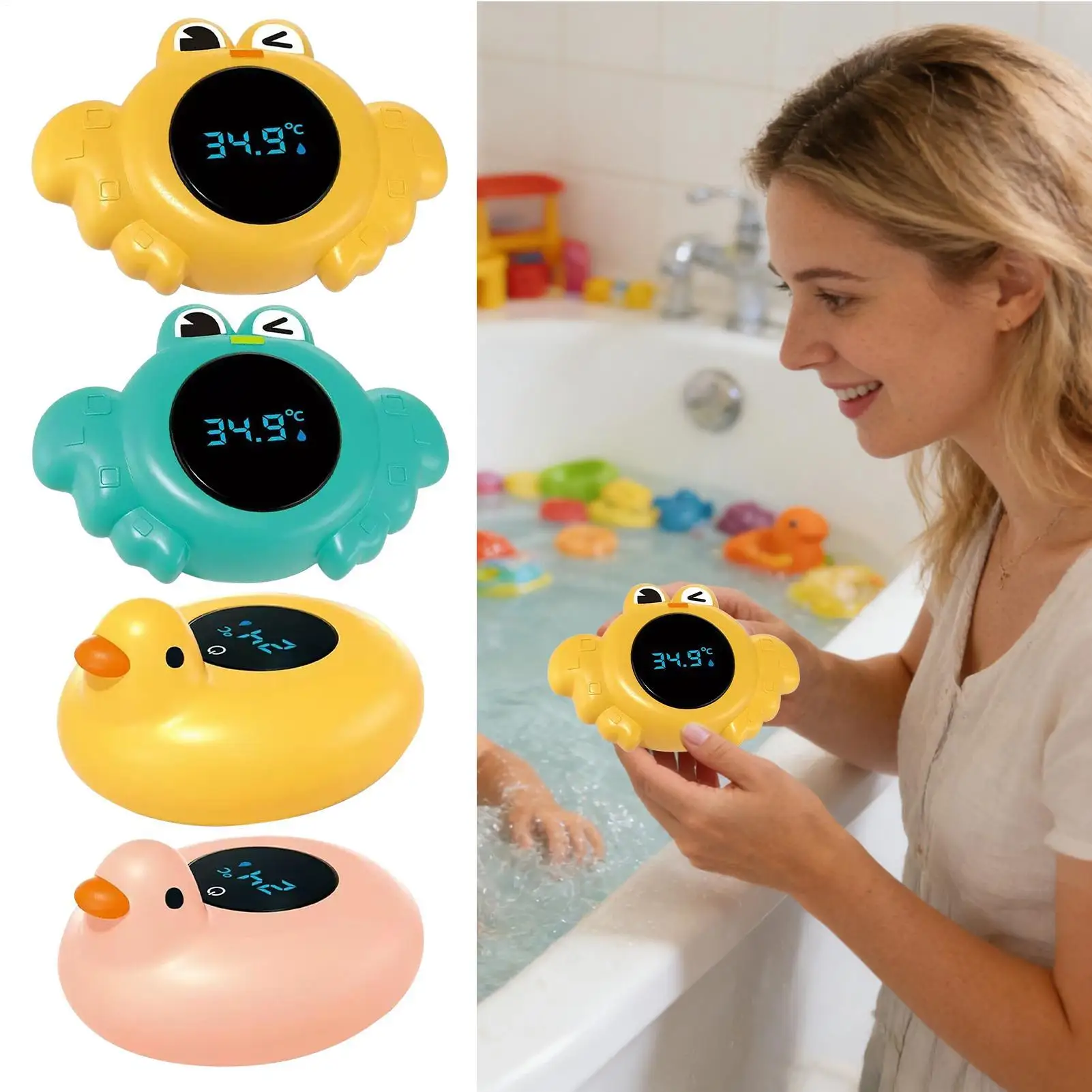 Kinder-Badewannen-Wassertemperaturanzeige Kleine Gelbe Ente Thermometer Baby-Badewannen-Duschthermometer Wasserthermometer für die Badewanne
