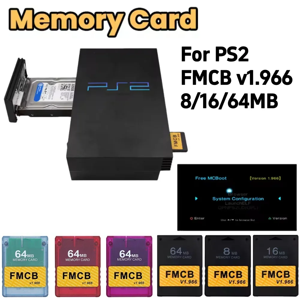 Kostenlose McBoot-Speicherkarte für Sony PS2-Spielkonsolen FMCB Saver 8MB/16MB/64MB für Sony Playstation2 FMCB Extended Card Game Saver