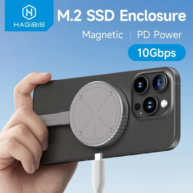 Hagibis Magnetisches M.2 2230 NVMe SSD-Gehäuse Magsafe SSD-Gehäuse USB C 3.2 Gen2 zu NVMe PCI-E für iPhone 16 Pro Max ProRes MacBook Image