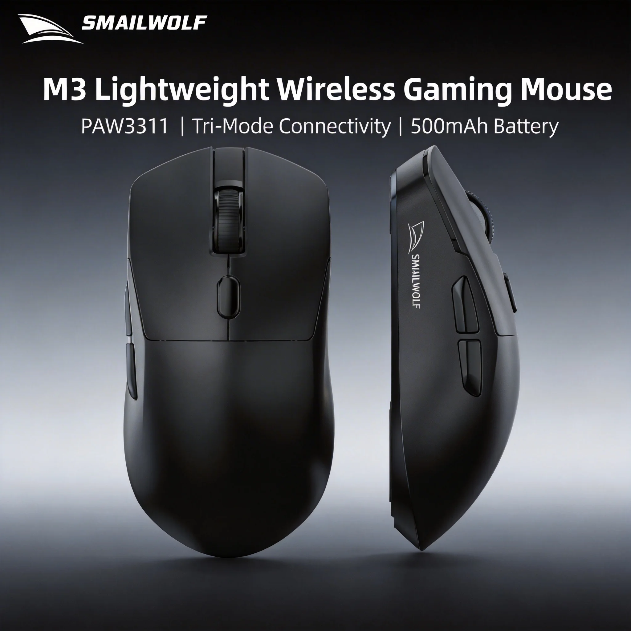 SMAILWOLF M3 PRO Kabellose Bluetooth-Maus mit drei Modi, E-Sport-Gaming-Maus für Laptop und Desktop, PAW3311, kabelgebunden, leicht, für FPS-Spiele Image