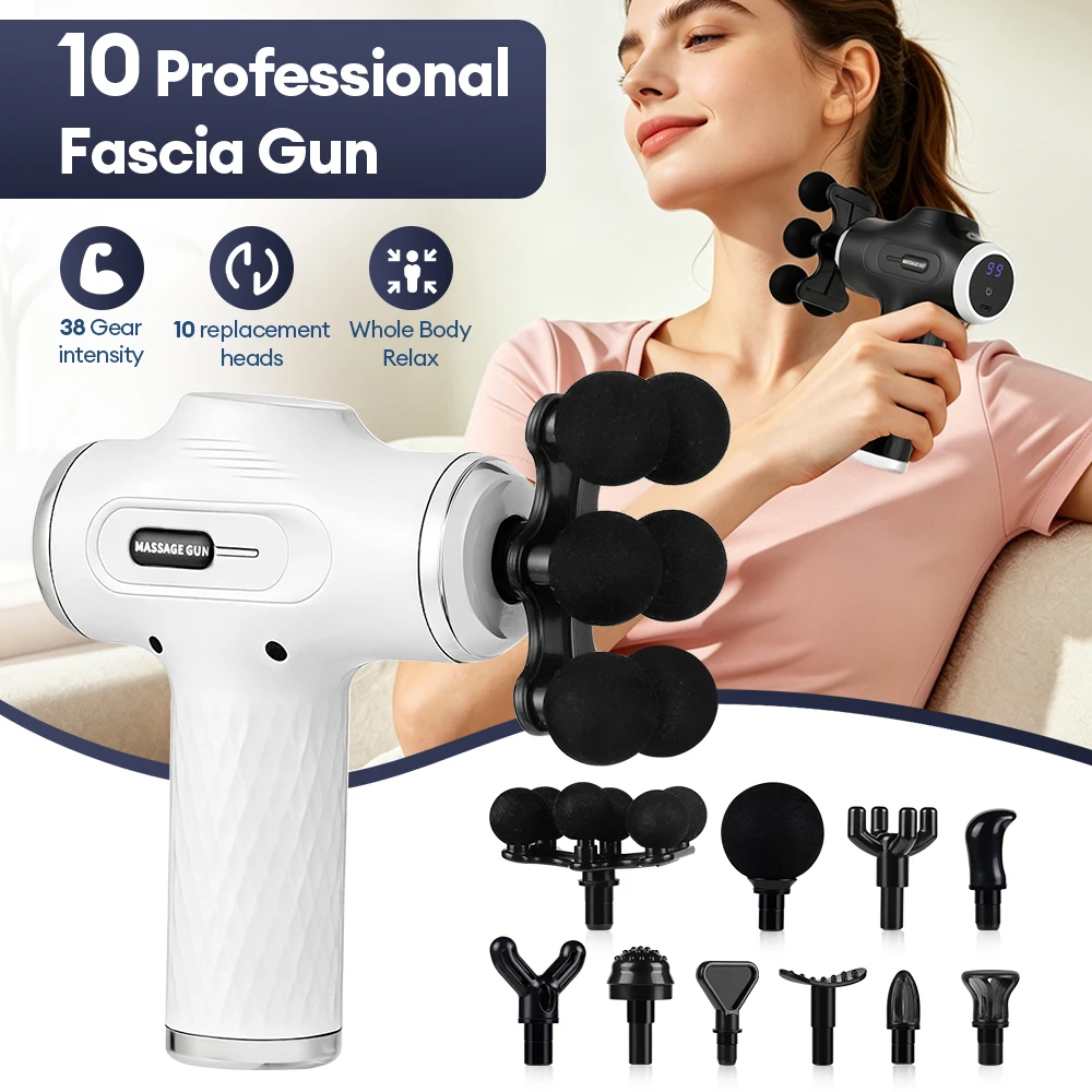 Hochleistungs-Faszienmassagepistole Austauschbare Massageköpfe Hochfrequenz-Vibrationsmassagegerät Ganzkörper-Muskelentspannung Image