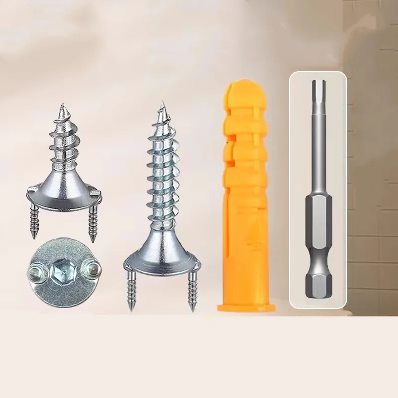 50PCS Nahtlose selbstschneidende Nägel Doppelköpfige Schraube Massivholz Fußleiste Nahtlose Nägel Fußlinie Spezielle Sicherheitsschrauben Image