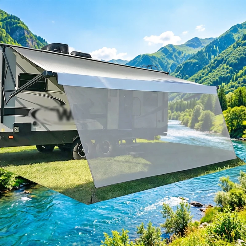 1 Stück RV-Markisen-Sonnenschutz, atmungsaktives Netz, Outdoor-Sonnenschutznetz für Wohnmobile, Campinganhänger, Markisen-Sonnenschutz, Sonnenschirm Image