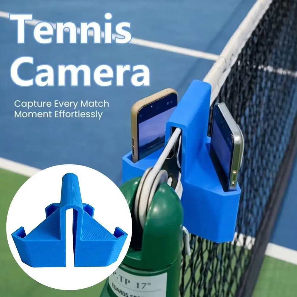 Dual-Perspektive-Tennisnetz-Kamerahalterung: Sichere Clip-On 3D-gedruckte Tenniskamera-Halterung, tragbare Klemmhalterung für Netze Image