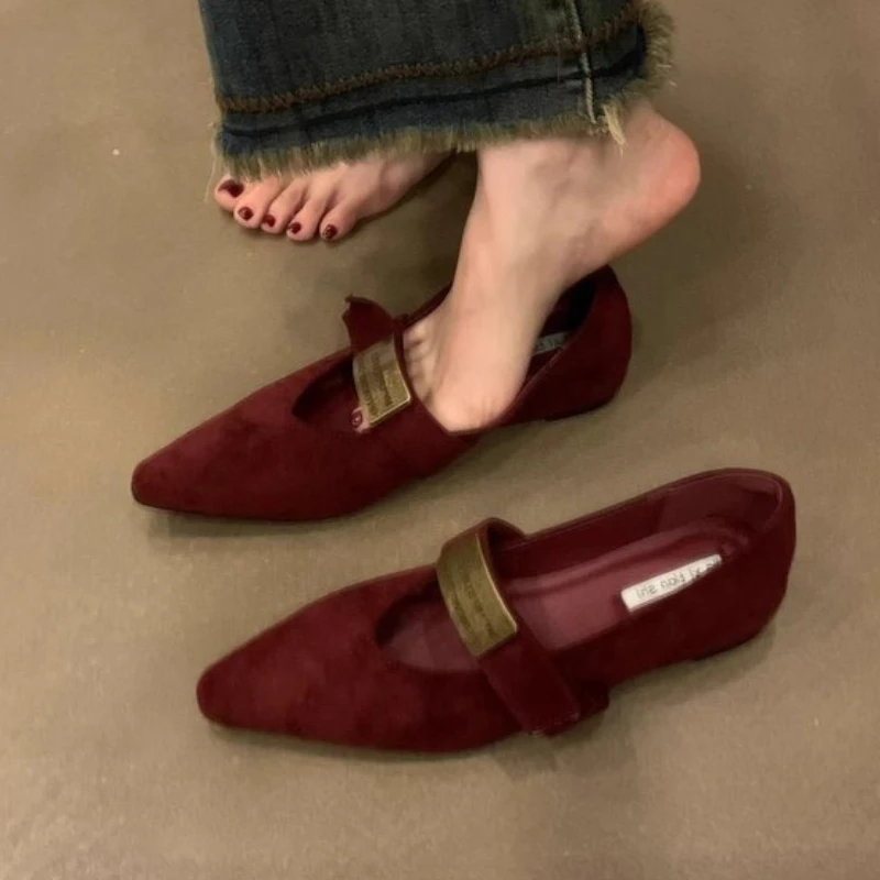 Wohnungen Frauen Spitz Müßiggänger Schuhe Wildleder Mode Luxus Schuhe 2026 Frühling Marke Flach Kleid Schuhe Casual Gemütliche Mujer Zapatos