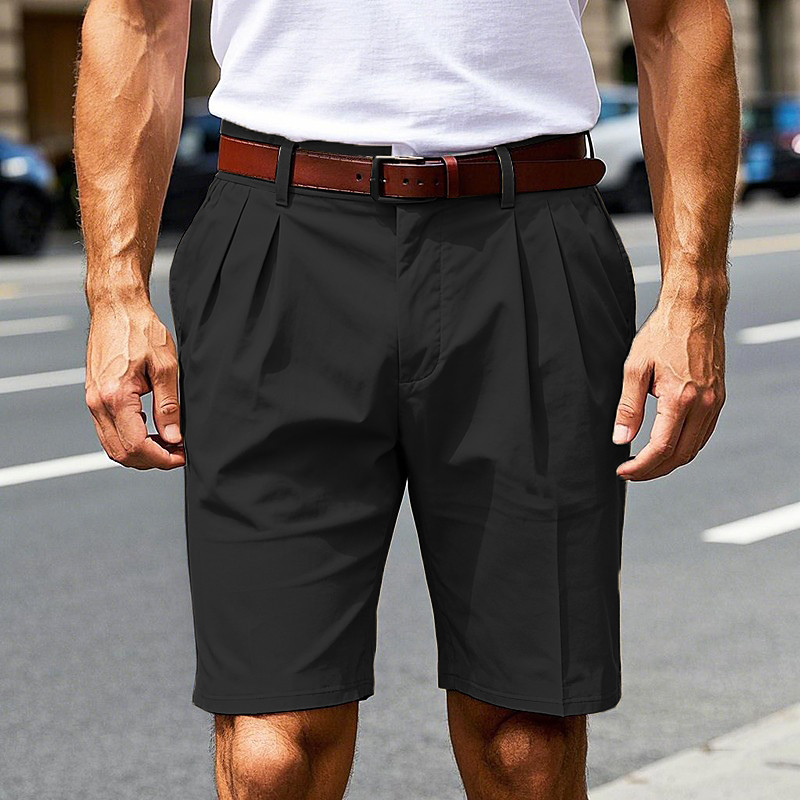 Men's Dress Shorts Work Shorts Golf Shorts Pocket Plain Comfort Breathable Knee Length Outdoor Business Sports Casual Khaki Black