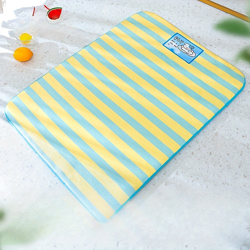 Beach dog cartoon striped cooling mat, cat mat, cooling pad, dog bed, cat bed, pet bed, pet supplies, removable and washable.