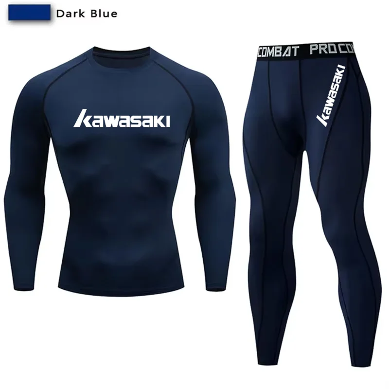 Vêtements de sport de compression pour hommes Kawasaki, ensemble d'entraînement de yoga et d'étirement, entraînement, jogging, fitness, vêtements de sport, pantalons de sport