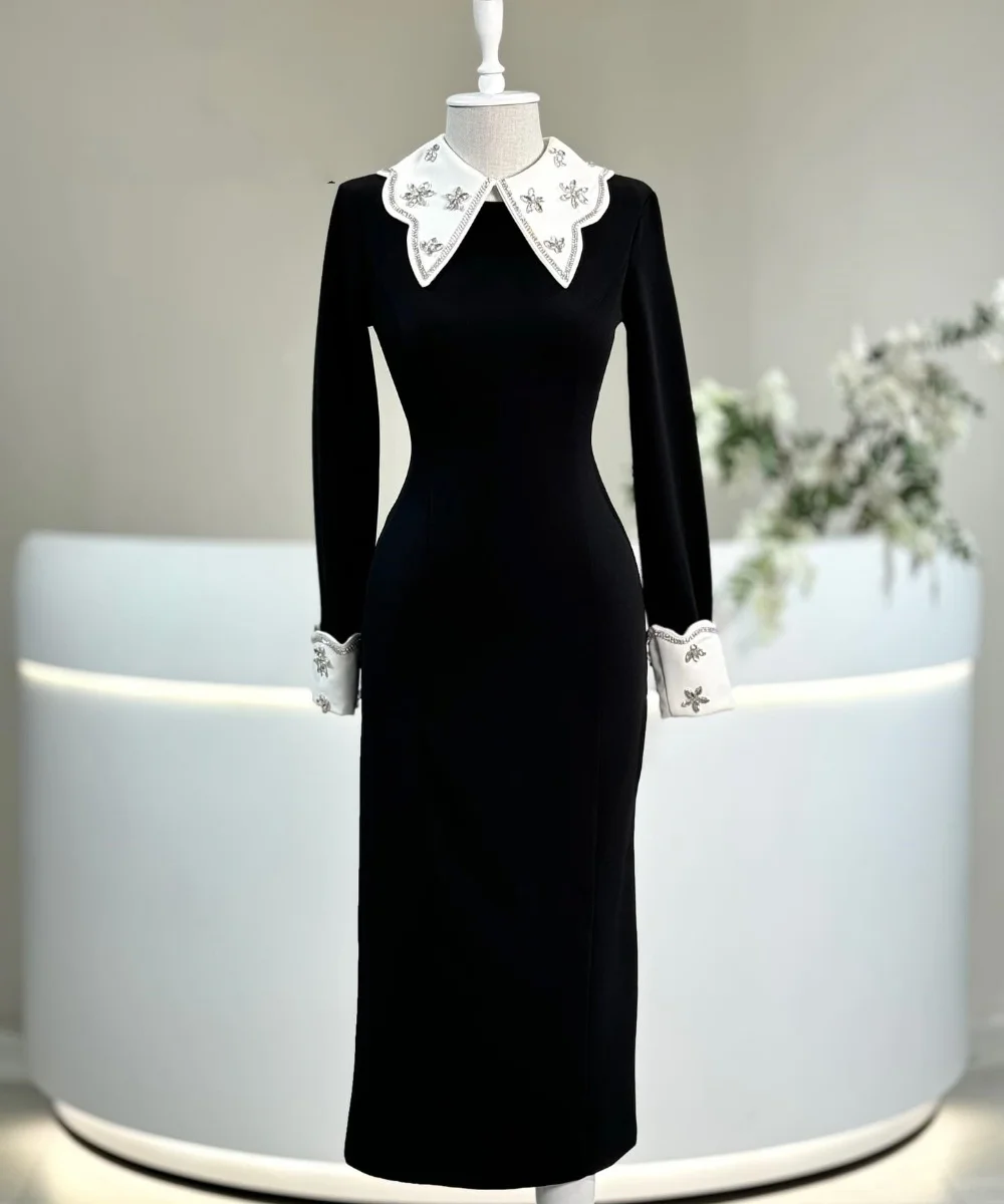 Customized Sparkle Jersey Sequined Pattern Straight Jewel Midi Dresses Bespoke Occasion Evening Sizes Available
