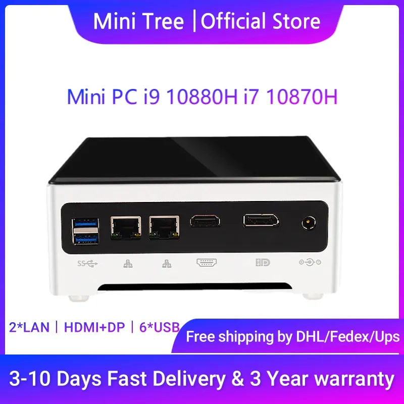 NUC Mini PC Intel Core i7 10870H i5 10200H Dual Lan HD DP Win10 Home Office Business Desktop Mini Computer 16G DDR4 1TB NVME