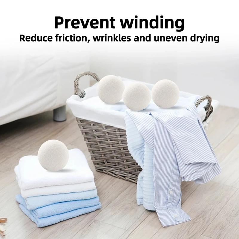 Wool Dryer Balls Reusable Natural Fabric Softener Laundry Washing Machine Accessories Home Washing 4/5/6cm Fleece Dryer Balls