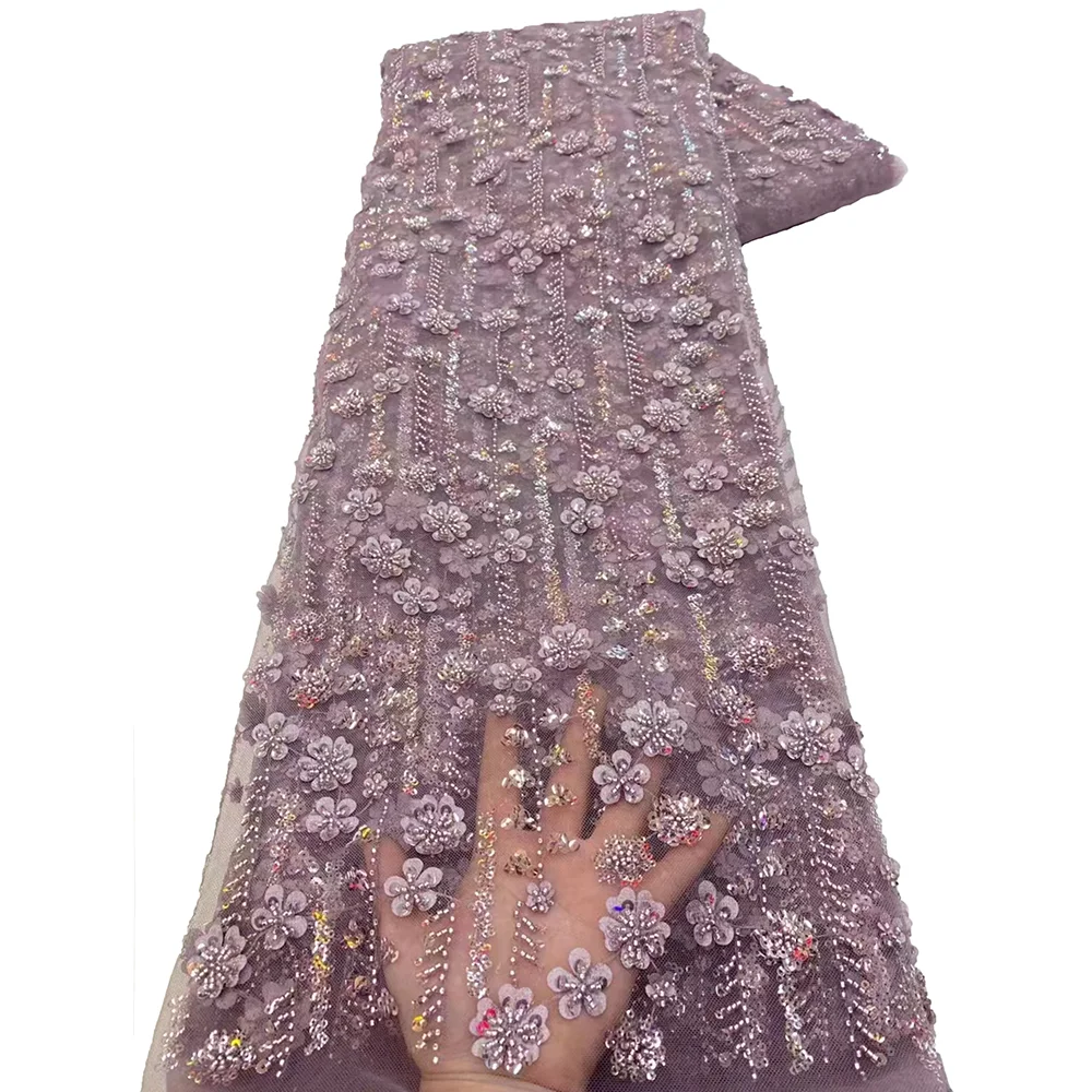 2026 Net Lace Fabrics With Sequins For Evening Dresses Latest French Beaded Tulle Lace Fabric High Quality African