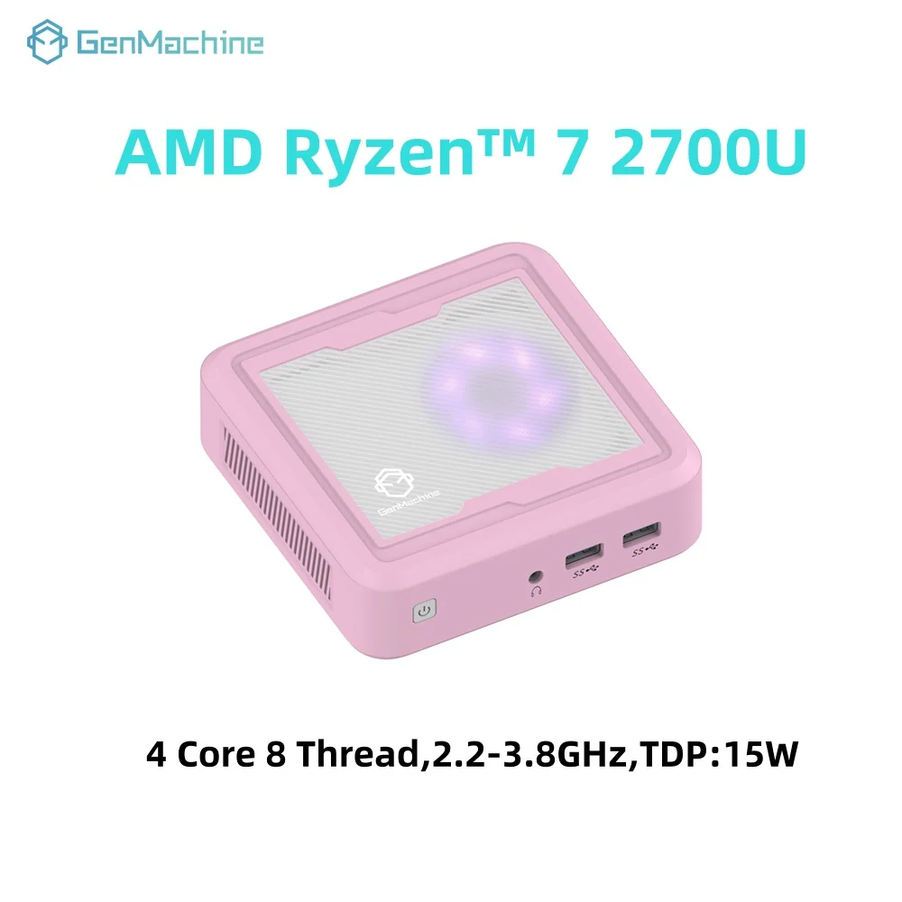Gemachine AMD Ryzen 7 2700U Mini PC Windows 11 3.8GHz 15W DIY Gaming Computer DDR4 M.2 2280 NVMe WIFI 5 Gamer PC Ordenador
