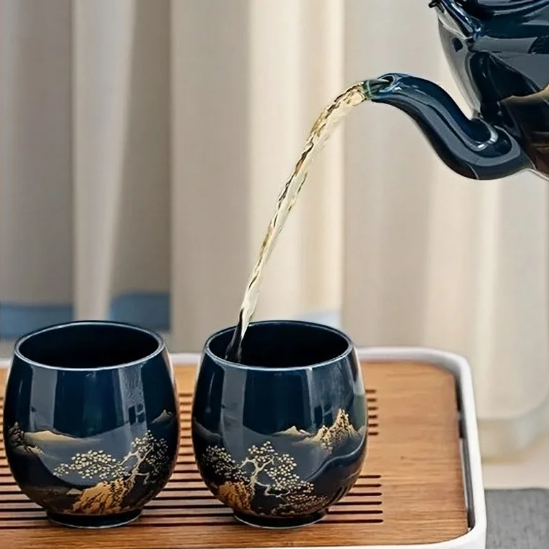 1pc Japanese-style Simple Master Mug Ceramic Tea Bowl Cup Household Jilan Simple Ceramic Large Teacup Tea Set for A Single Cup