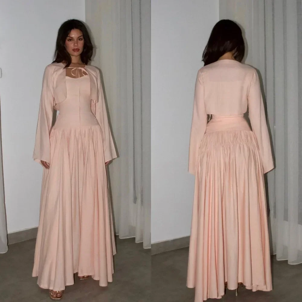 Customized Evening Gowns Jersey Sequined Ruched Dress A-line Square Neck Bespoke Occasion Midi Es Saudi Arabia Party for Women