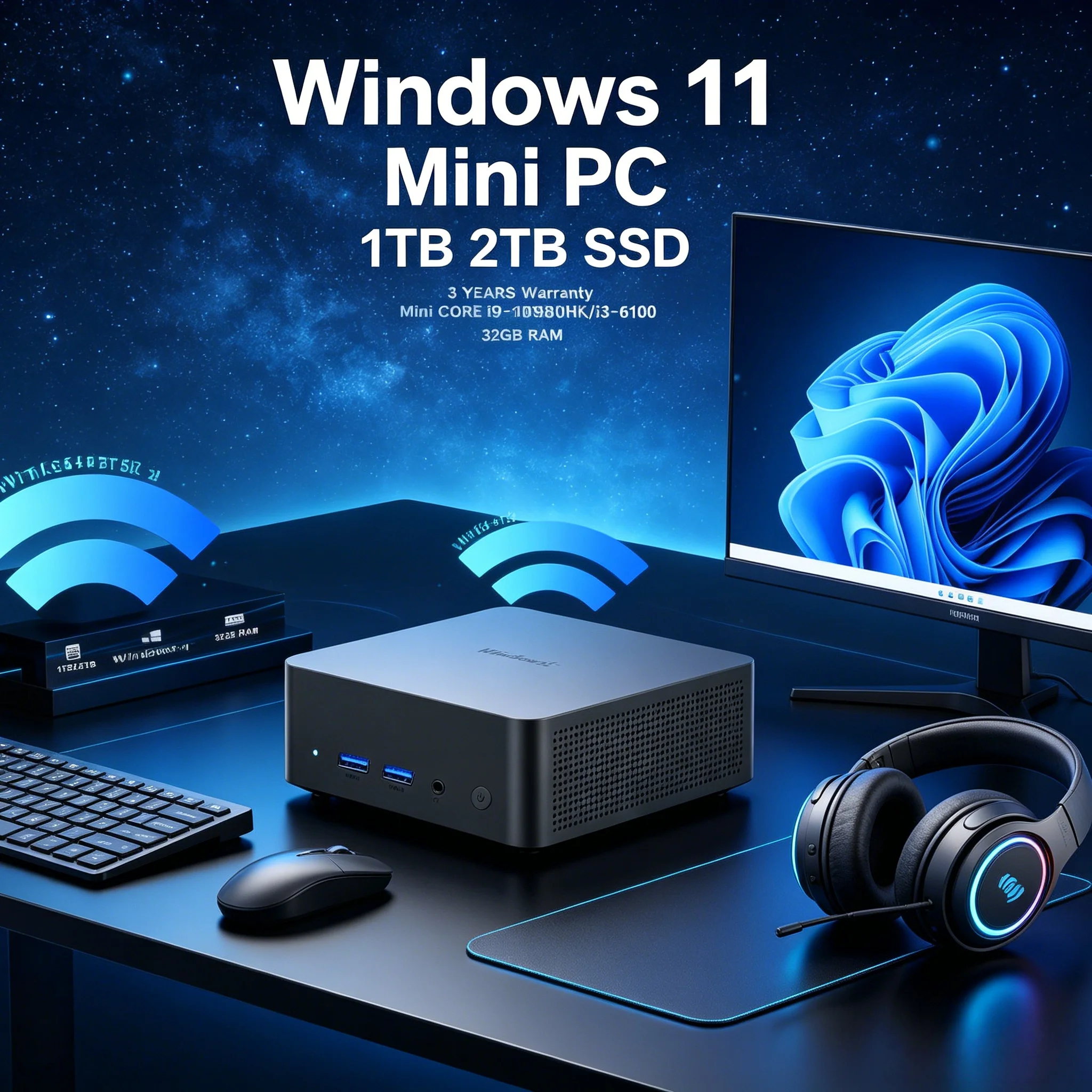 Laptop New Arrival Office Study Mini PC 32GB RAM Optional 1TB/2TB SSD Low Noise Household Mini Desktop Computer