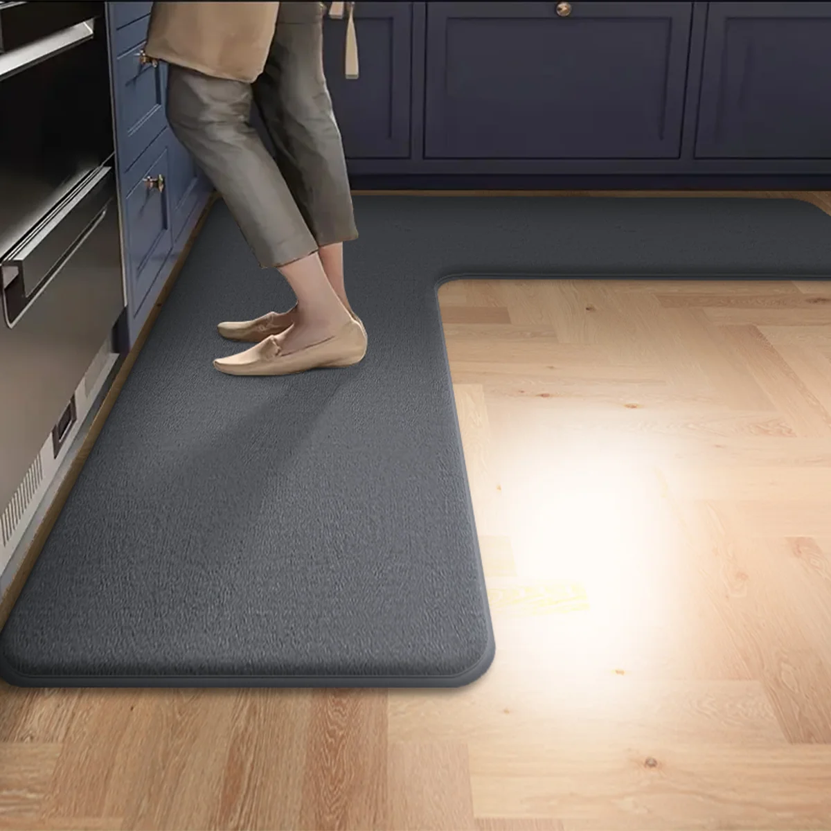 Solid color kitchen corner carpet absorbent floor mat simple L-shaped non-slip floor mat bathroom door mat bathroom foot mat