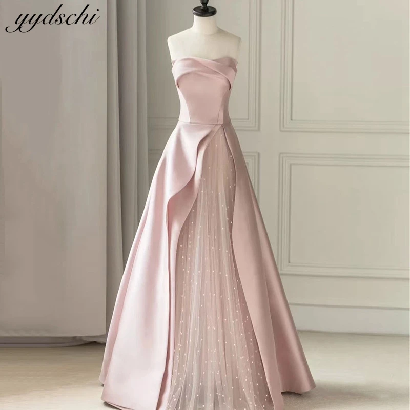 Customized Strapless Appliques Sleeveless Satin A-Line Wedding Dresses For Woman 2025 Sweep Train Bridal Gowns vestidos de novia