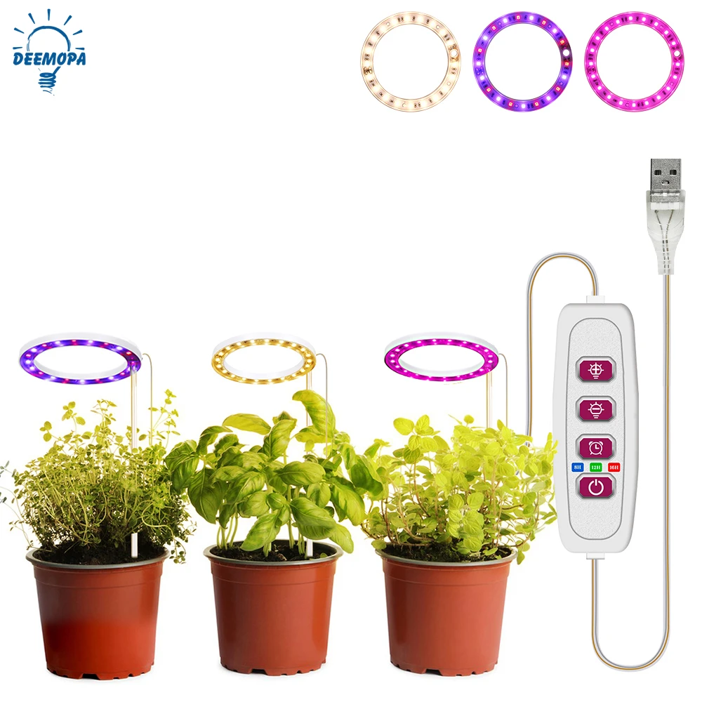 LED élèvent la lumière spectre complet plante lampe réglable Dimmable lampe de culture LED lampe hydroponique avec minuterie pour plantes d'intérieur lumière