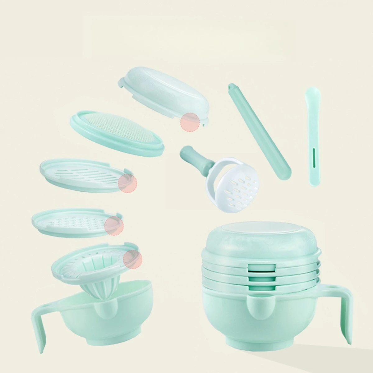 Broyeur de nourriture pour bébé 9 pièces, bol de broyage manuel des aliments, Machine de découpe des aliments, processeur de purée de fruits et légumes, outil de nourriture pour bébé